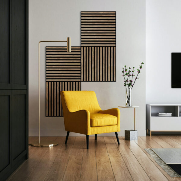 Akoestische wandpanelen walnoot tegel